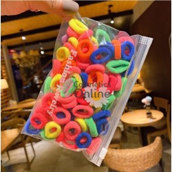 Elastice pentru codite Cod EL042CC, set 100 bucati Neon mixt